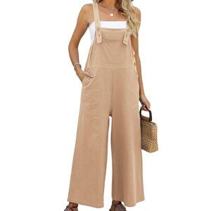Baggy Comfy Overalls, Casual Cotton Loose Fit Wide Leg with Adjustable Straps